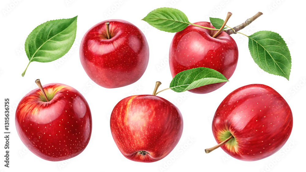 set of red apples isolated on a transparent background. PNG, AI Generated set of red apples isolated on a transparent background. PNG, AI Generated