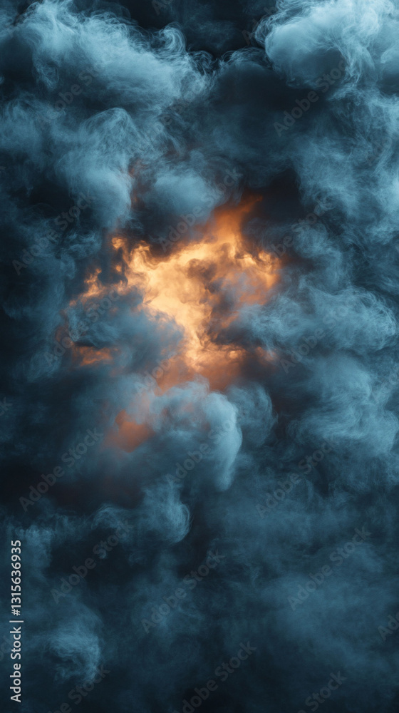 Abstract Smoke Clouds Dark Teal Orange Dramatic Background Abstract Smoke Clouds Dark Teal Orange Dramatic Background