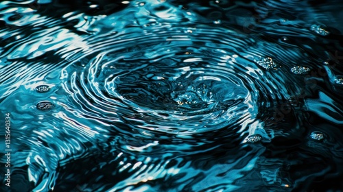 Close-up of water ripples with a dark blue and teal tone