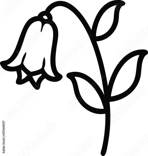 Water color English bluebell flower icon