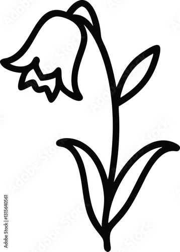 Water color English bluebell flower icon
