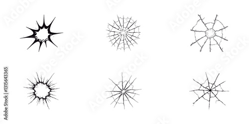 The surface was textured like broken glass. Create the illusion of a shattered or shattered glass set. Vector illustration isolated on a white background 

