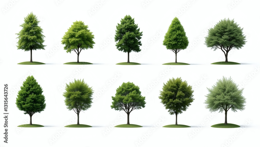 Fototapeta premium a collection of various different trees in a row, perfect for architectural or landscape designs