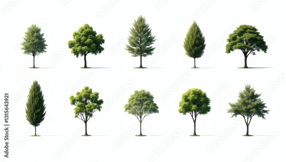 Fototapeta premium different types of trees. The images show a variety of trees