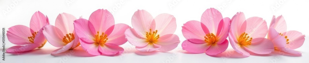 Delicate flower petals unfolding on white background, garden, delicate Delicate flower petals unfolding on white background, garden, delicate