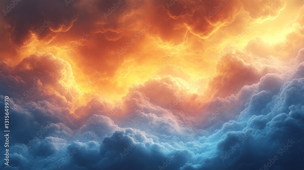 Fototapeta premium Fiery Cloudscape, dramatic sky, surreal