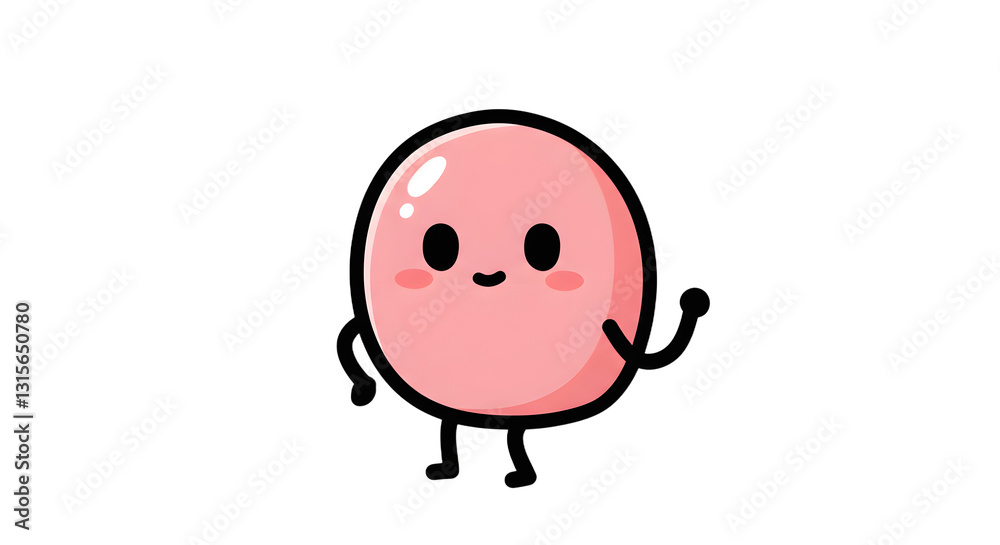 Cute Kawaii Pink Bubble Character Illustration Cute Kawaii Pink Bubble Character Illustration