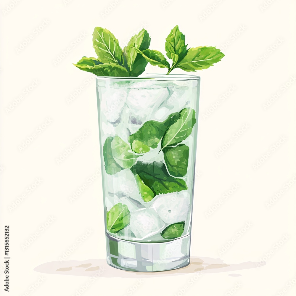 Cool and Inviting Mojito with Fresh Ingredients in a Glass Cool and Inviting Mojito with Fresh Ingredients in a Glass
