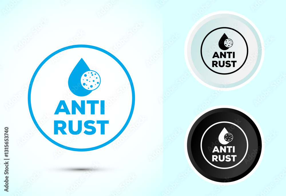Anti rust icon design illustration. Anti oxidation sign, Rust resistant  symbol, Color black and white