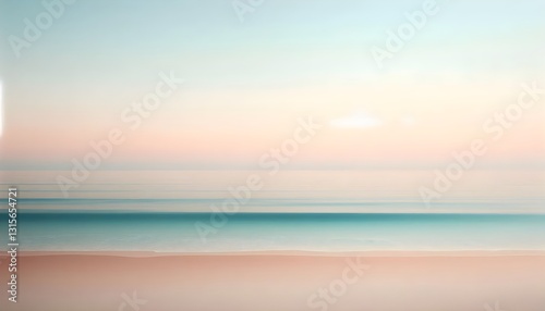 Calm seaside scene with soft gradient sky and minimalist aesthetic