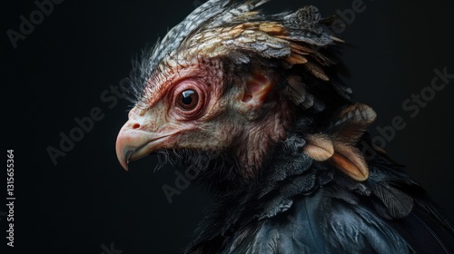 A grotesque fusion of bird and man, its feather-textured skin looking unnervingly like human hair