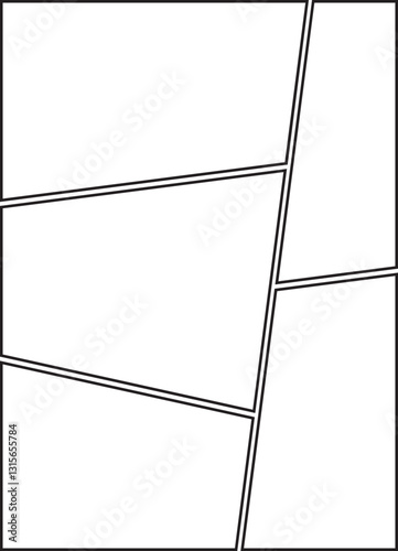 Photo collage frame icon. Collage grid manga, Empty page frame for comic book, photo collage, isolated on transparent background. Picture frame, digital photo wall template, vector illustration.