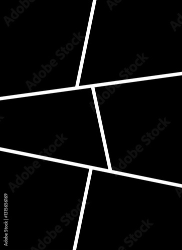 Photo collage frame icon. Collage grid manga, Empty page frame for comic book, photo collage, isolated on transparent background. Picture frame, digital photo wall template, vector illustration.