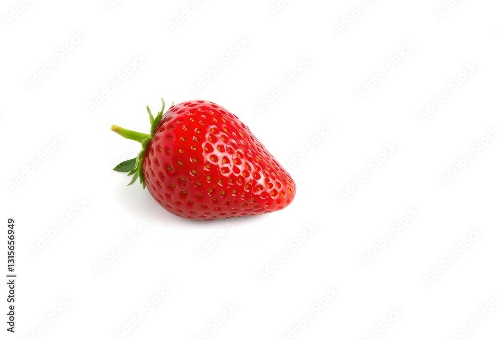 A single, ripe strawberry isolated on a pure white background, advertising, marketing A single, ripe strawberry isolated on a pure white background, advertising, marketing