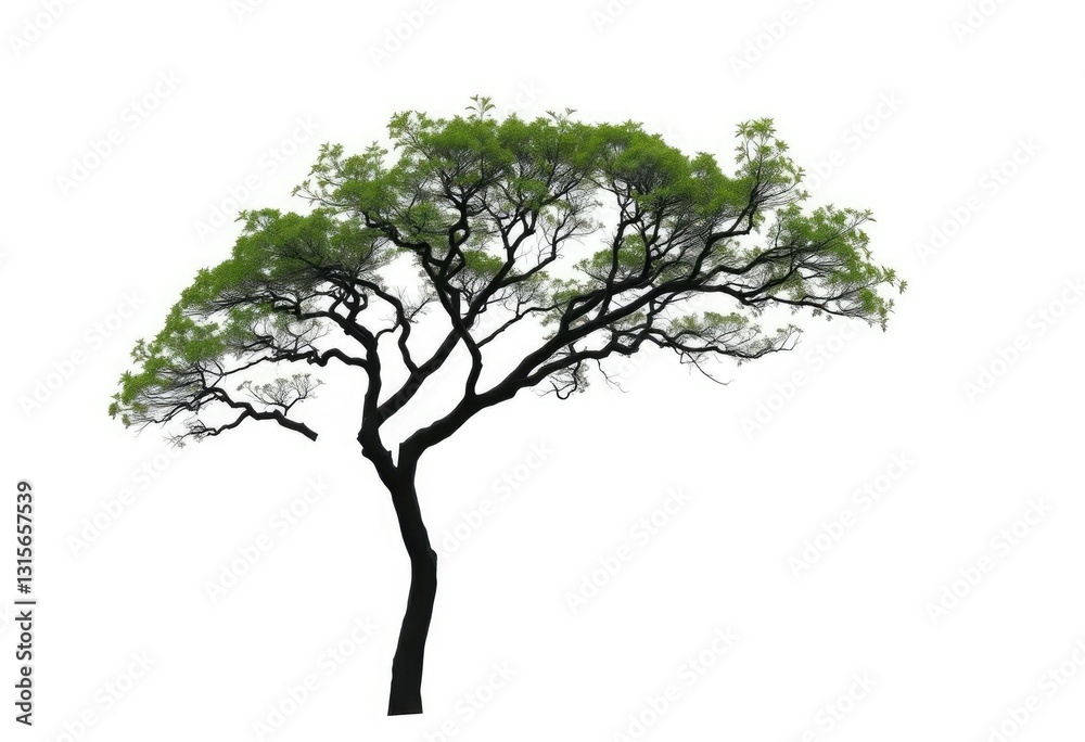 Obraz premium A solitary tree stands against a pure white backdrop, branches reaching skyward, peaceful, picture
