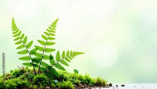 Delicate fern fronds against a crisp white background, plant, ferns, moss