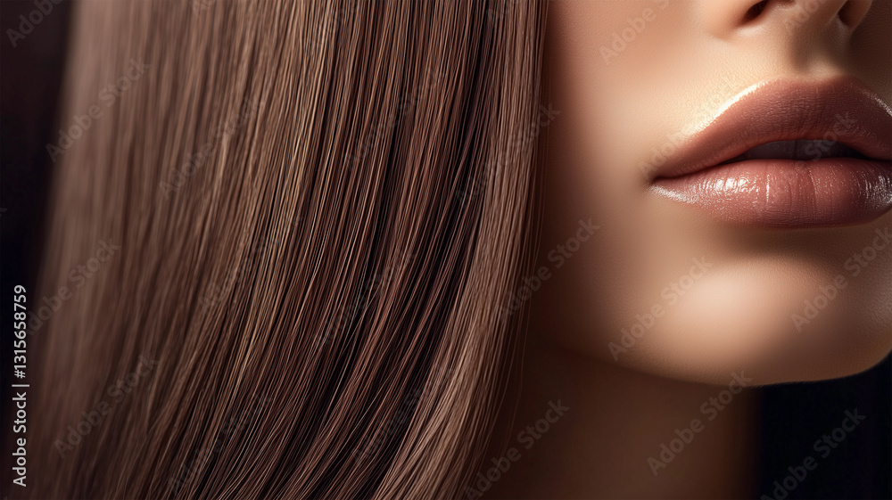 Naklejka premium 美しいロングストレートヘアのクローズアップ