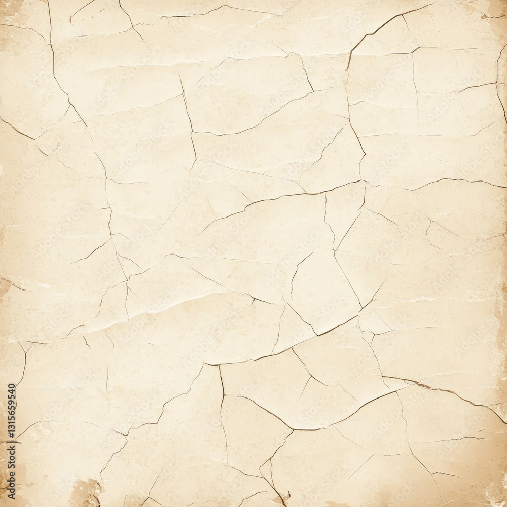 Fototapeta premium Cracked, textured, beige paper background.