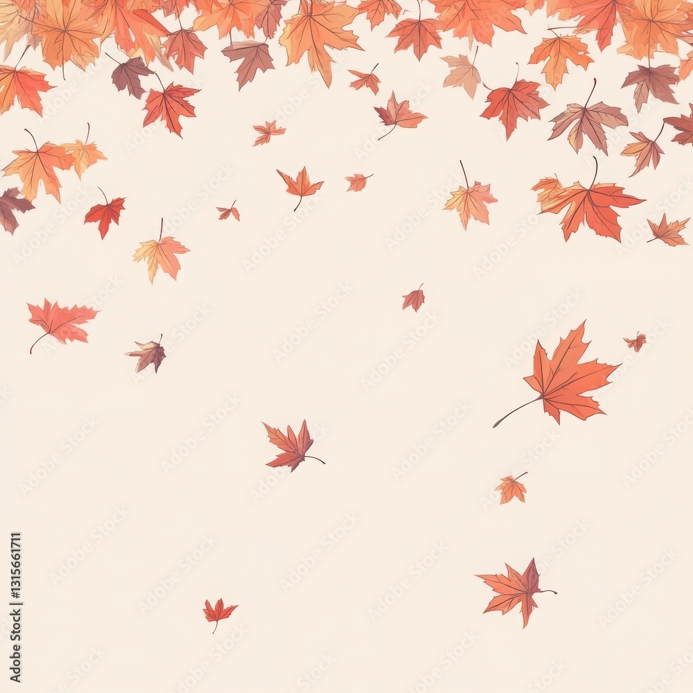 Falling Autumn Leaves Background in Watercolor Style Falling Autumn Leaves Background in Watercolor Style