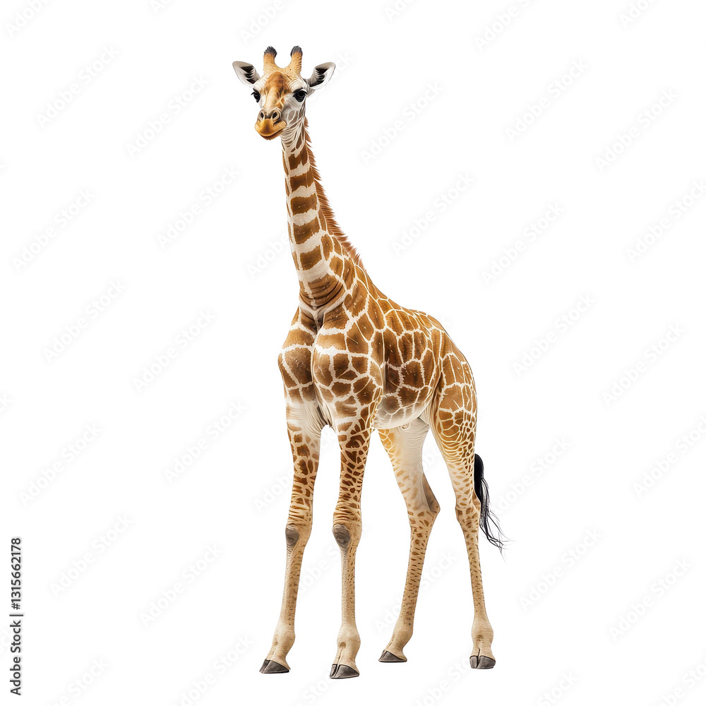 Obraz premium Majestic giraffe standing gracefully against a transparent background