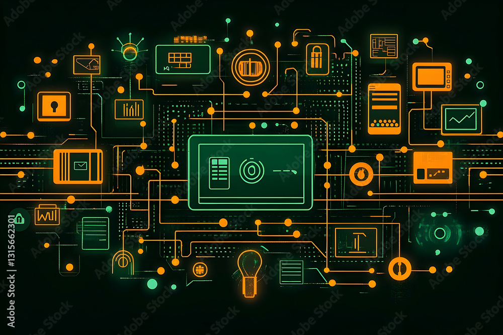 Abstract network of interconnected digital devices