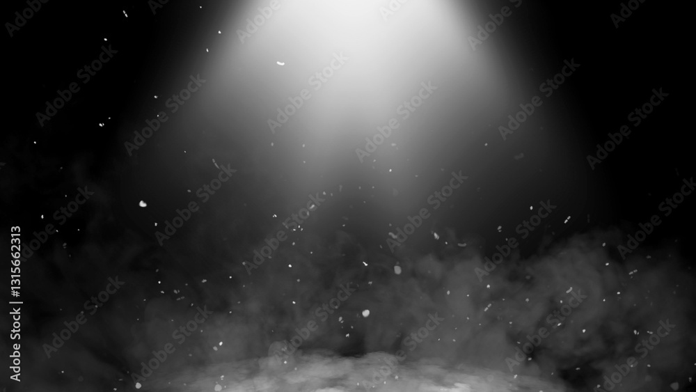 Obraz premium Divine light through the mystery dark fog, smoke. The rays beam light on the floor. Spotlight he isolated the background.