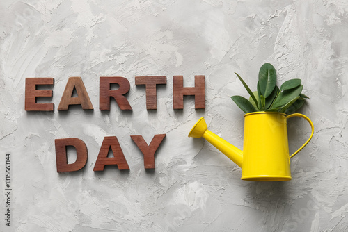 Text EARTH DAY and watering...