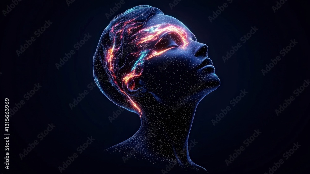Glowing Digital Portrait Abstract Face Energy AI Cyberpunk Art Glowing Digital Portrait Abstract Face Energy AI Cyberpunk Art
