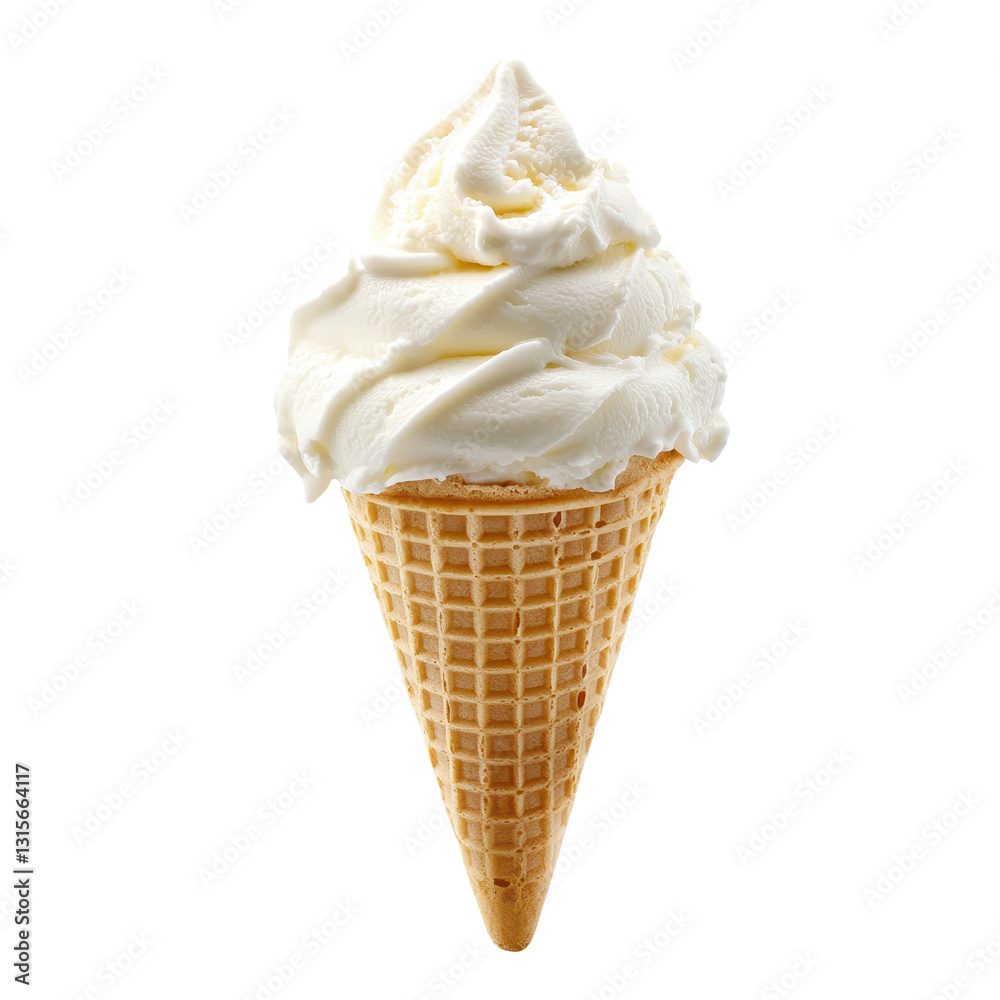 Classic vanilla ice cream cone on a transparent background Classic vanilla ice cream cone on a transparent background