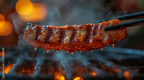 Savoring a succulent slice of meat dripping with rich broth high fidelity visuals