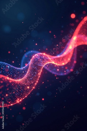 Glowing mesh lines intersect abstract particles in a dynamic background , technology, cosmic, glowing