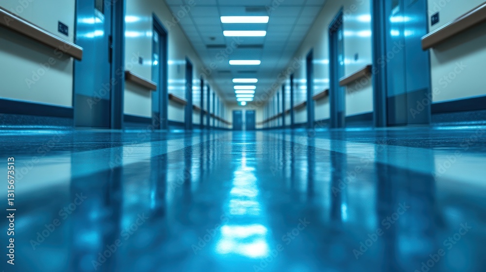 Hospital Corridor Empty Reflecting Floor Hospital Corridor Empty Reflecting Floor