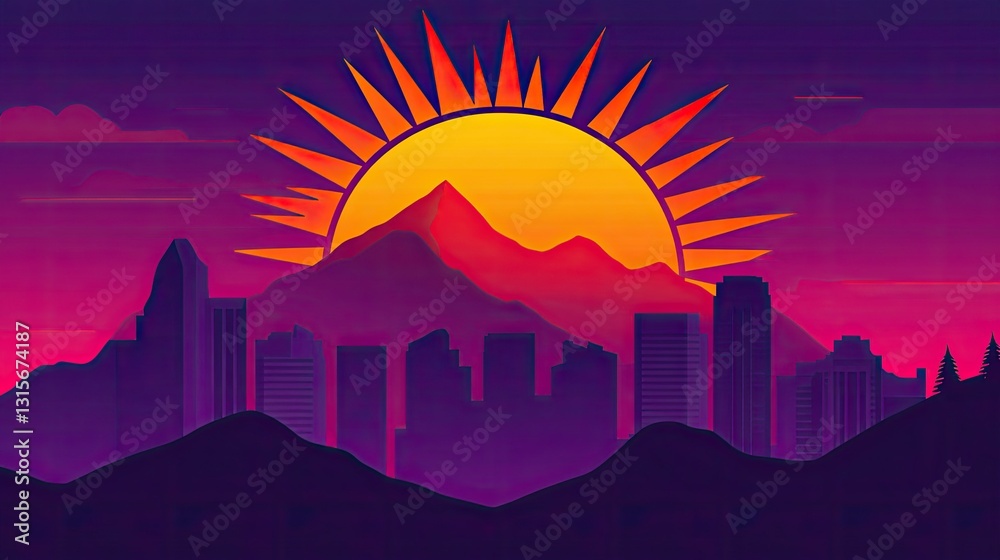 Obraz premium City Sunrise Mountainscape