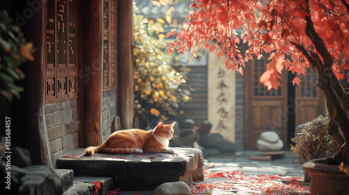 cat resting in the backyard