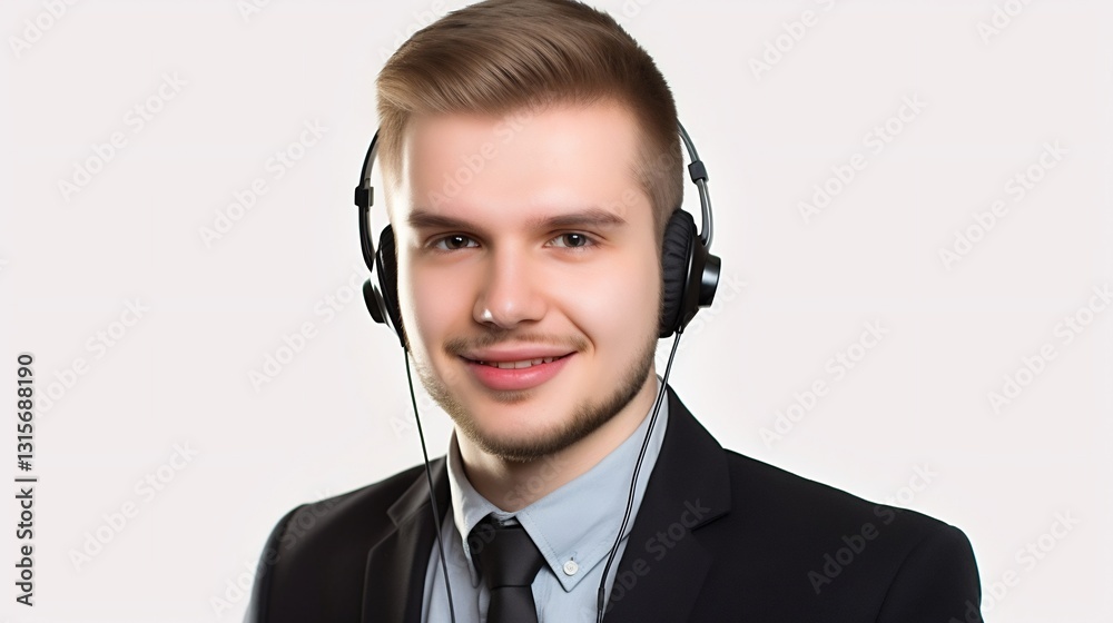 Smiling Man for Headset, Business Portrait, Studio. Smiling Man for Headset, Business Portrait, Studio.