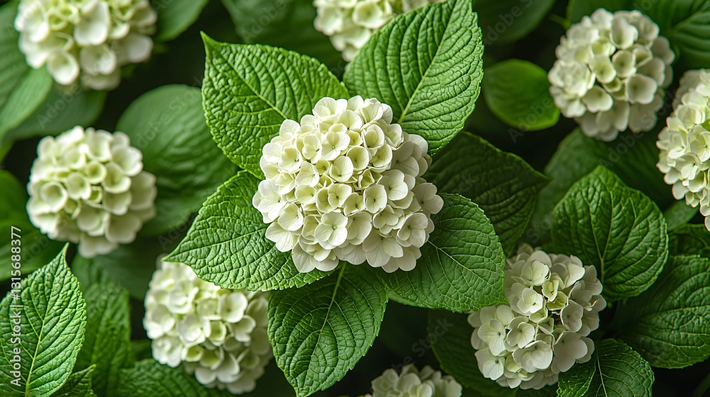 Hydrangea Blossoms in Garden Setting Hydrangea Blossoms in Garden Setting