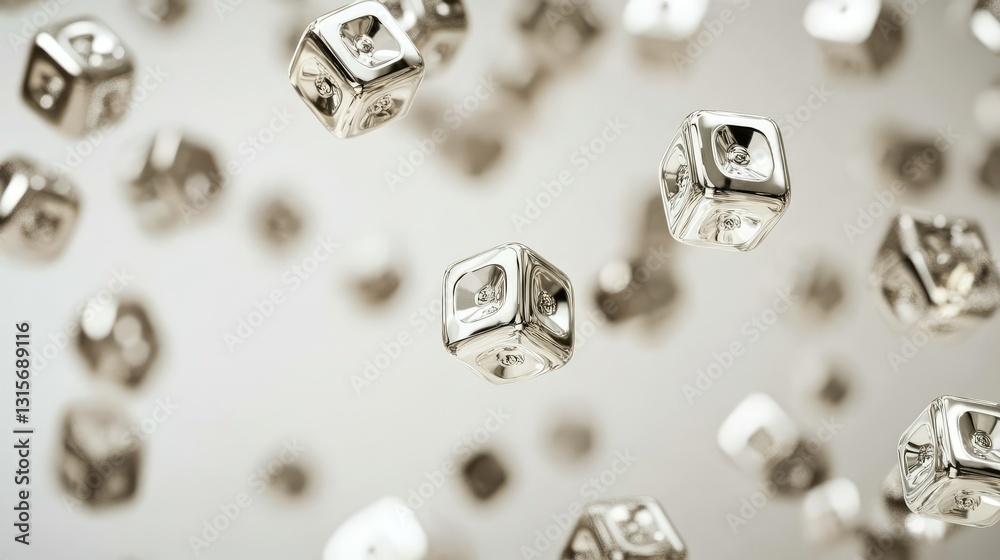 Floating Silver Cubes on Light Background Floating Silver Cubes on Light Background