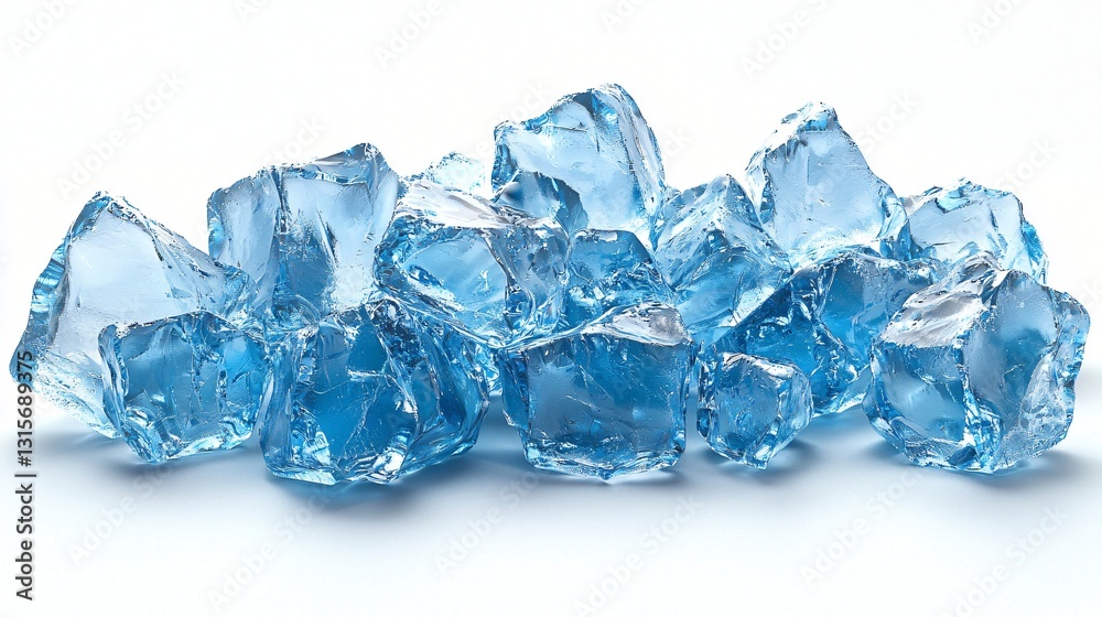 Ice Cubes Pile on White Background Ice Cubes Pile on White Background