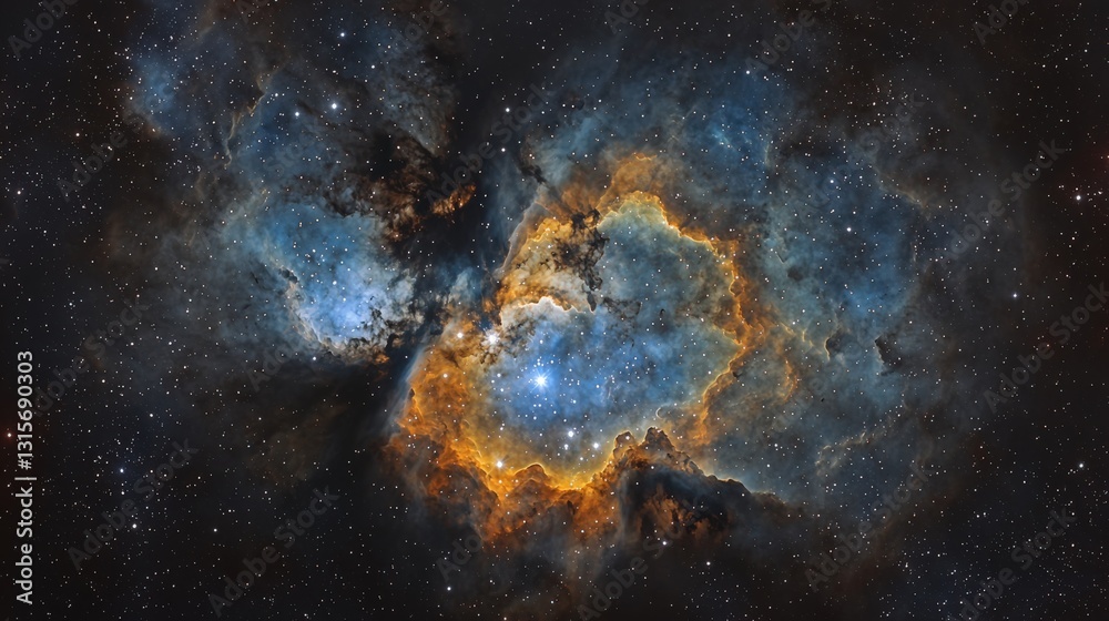 Obraz premium Stunning Cosmic Nebula with Vibrant Colors and Star Clusters
