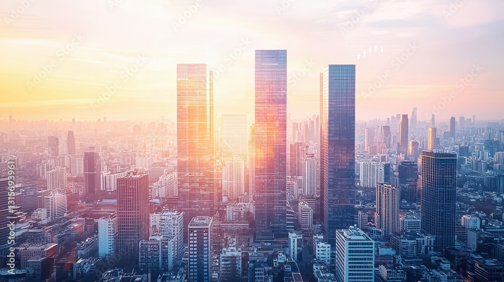 Futuristic business hub powered by aidri urban skyline aerial view modern architecture futuristic concept Futuristic business hub powered by aidri urban skyline aerial view modern architecture futuristic concept