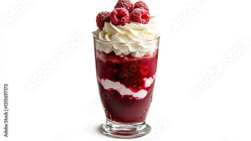Wallpaper Mural A sophisticated glass of layered raspberries and fresh cream, with a perfect balance of tartness and sweetness. Photographed from a side angle against a clean white background, isolated Torontodigital.ca