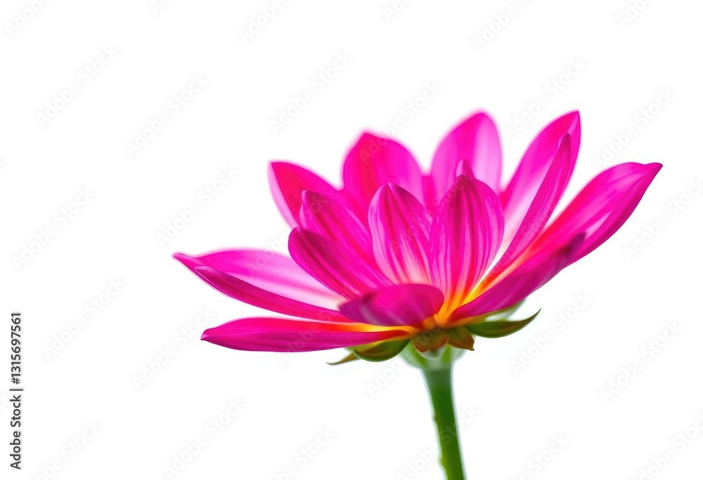 Obraz premium A single vibrant bloom, petals unfurled, set against a pure white backdrop, light, delicate