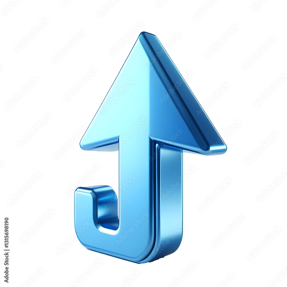 BLUE upward arrow isolated on a white background. Clean and glossy design. Concept of direction and rise. 3D Rendering BLUE upward arrow isolated on a white background. Clean and glossy design. Concept of direction and rise. 3D Rendering