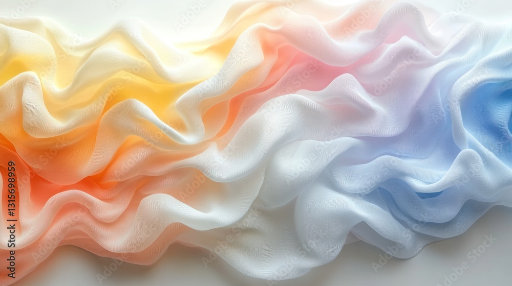 Pastel Fabric Drape, Soft Waves, Studio, Light Background Pastel Fabric Drape, Soft Waves, Studio, Light Background