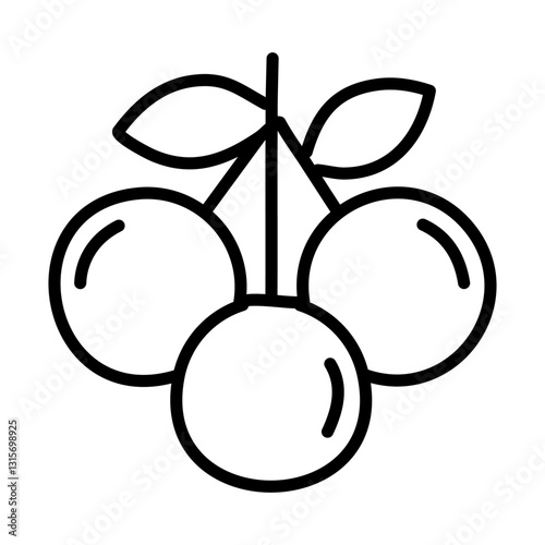 Longan fruit icon over white background, line style, vector illustration