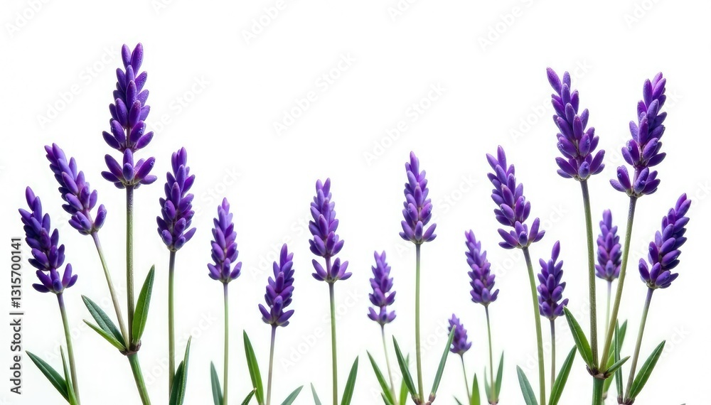 Obraz premium Isolated lavender flowers against white background, botanical, flowers