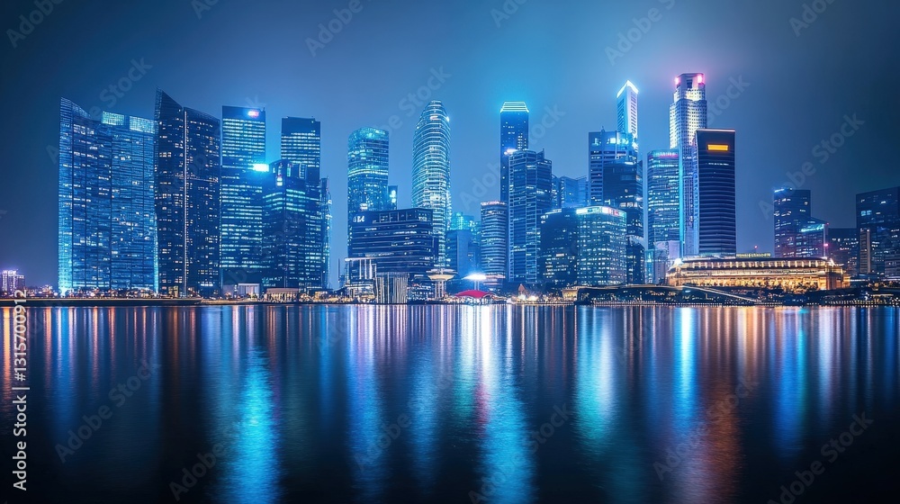 Obraz premium Ultra-modern cityscape at night, futuristic skyline