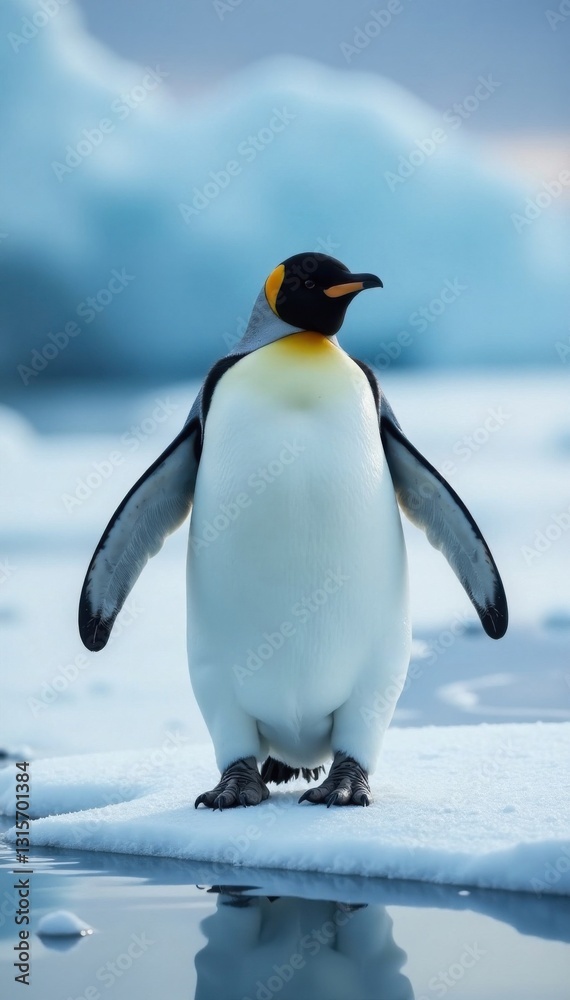 Obraz premium Snowy Penguin Waddling on Ice, snow, penguin, south pole