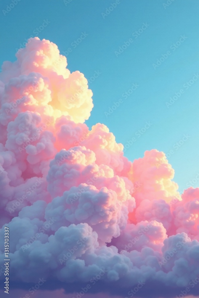 Softly glowing cloud formations against light blue abstract background, atmosphere, mist, abstract Softly glowing cloud formations against light blue abstract background, atmosphere, mist, abstract