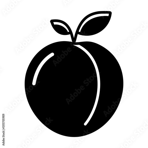 Peach fresh fruit isolated icon vector illustration design  black on white background